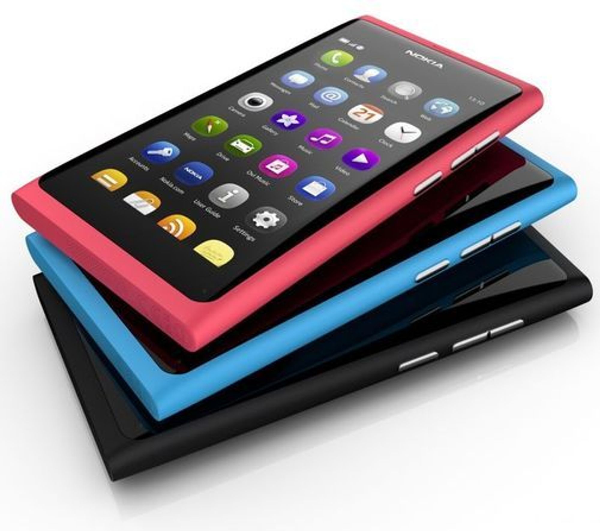 Nokia N9 kommer i tre ulike farger.