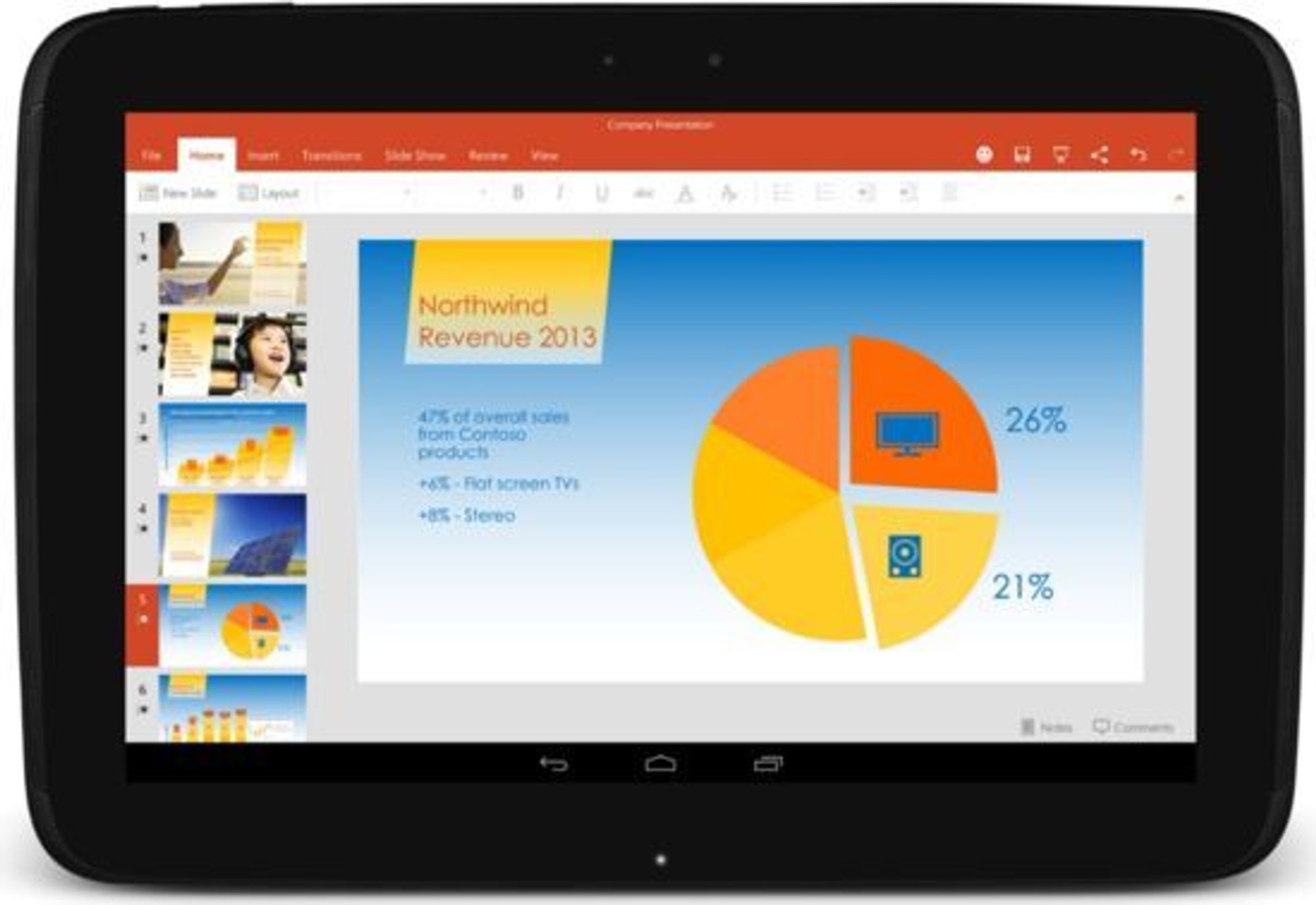 PowerPoint er blant Microsoft Office-appene som nå er tilgjengelige for Android-nettbrett.