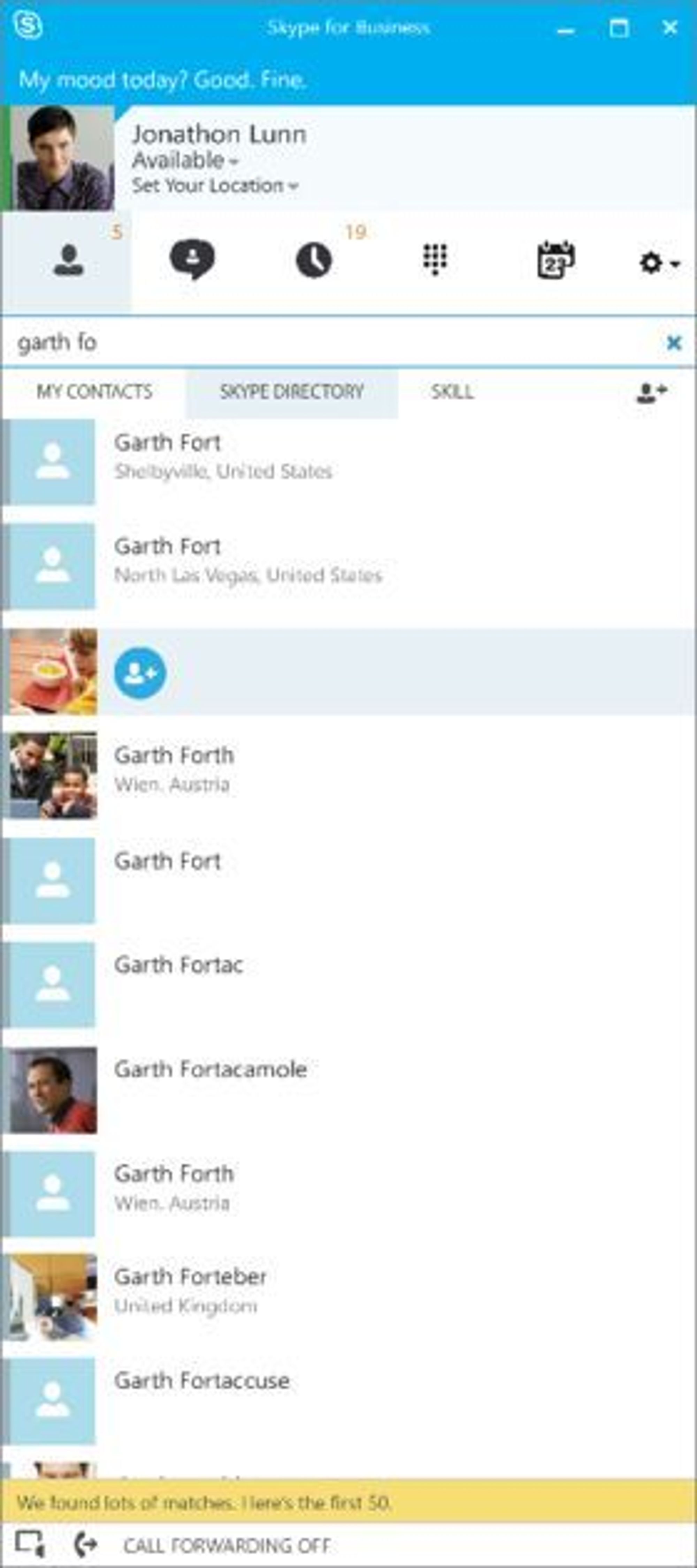 Omtrent slik vil Skype for Business-klienten se ut.