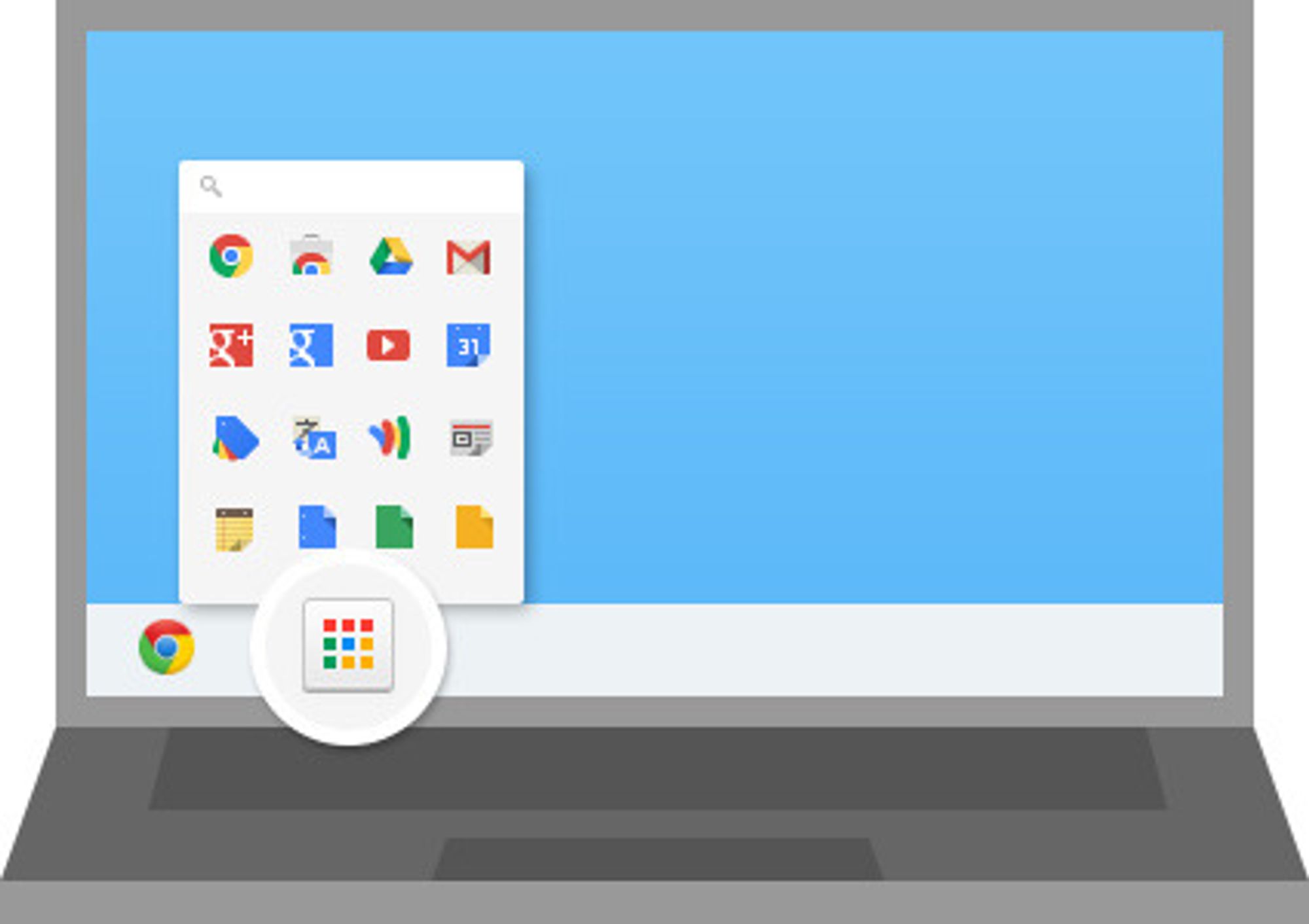 Chrome Appvelger fungerer omtrent som en startmeny i Windows, men bare for Chrome-baserte applikasjoner.
