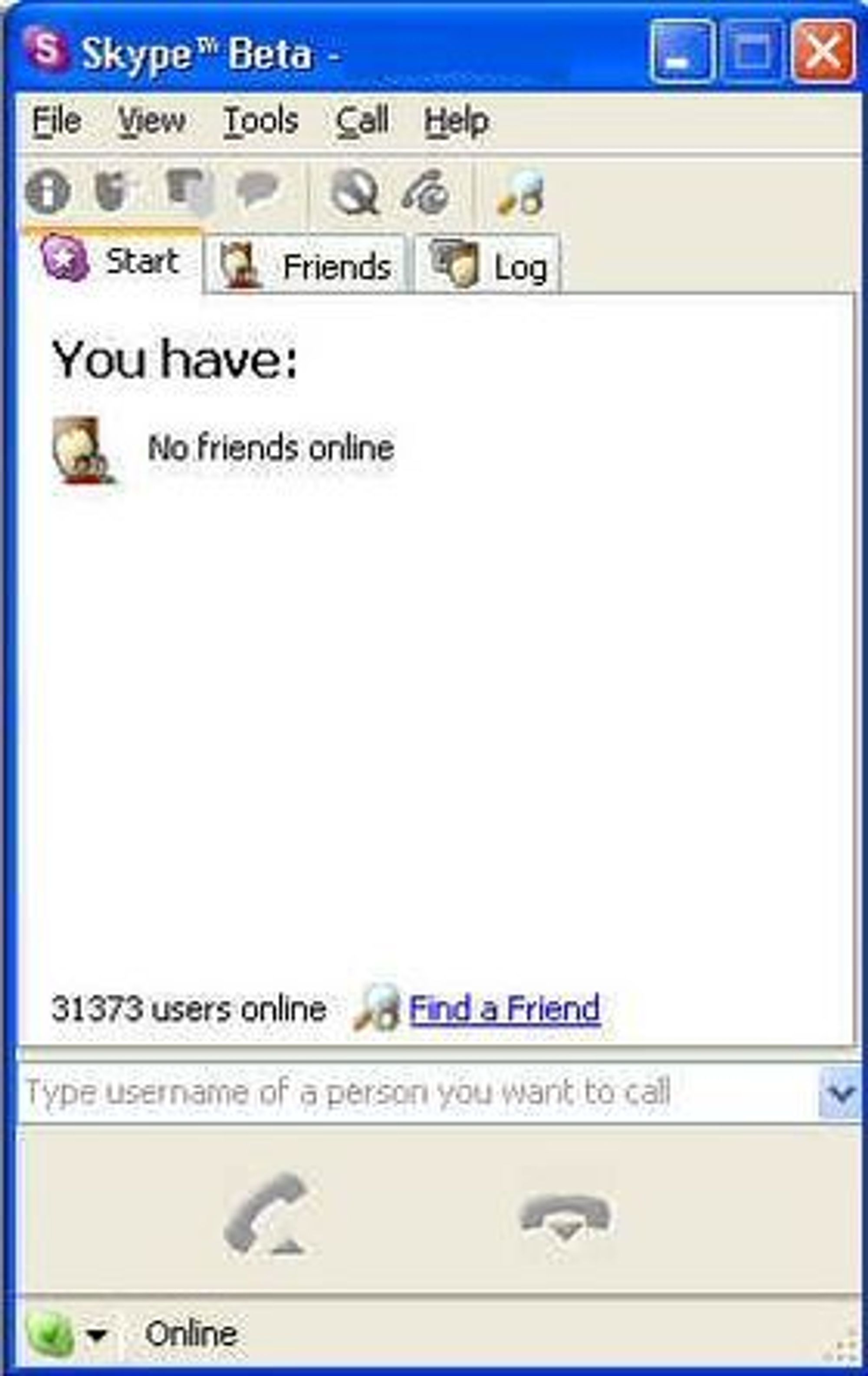 Slik så den første betautgaven av Skype ut da den kom i 2003.