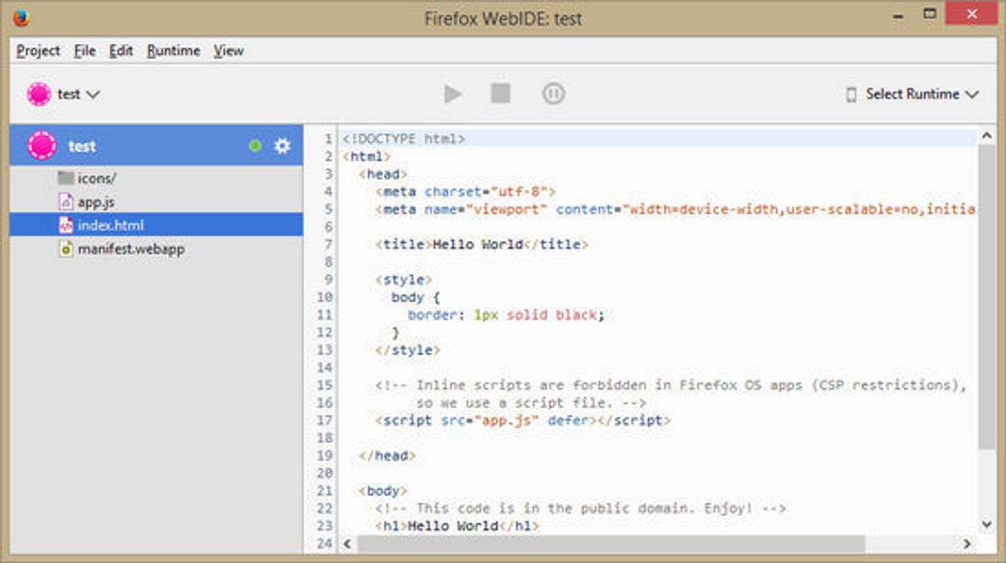 WebIDE er et nytt verktøy i Firefox for utvikling av webbaserte applikasjoner.