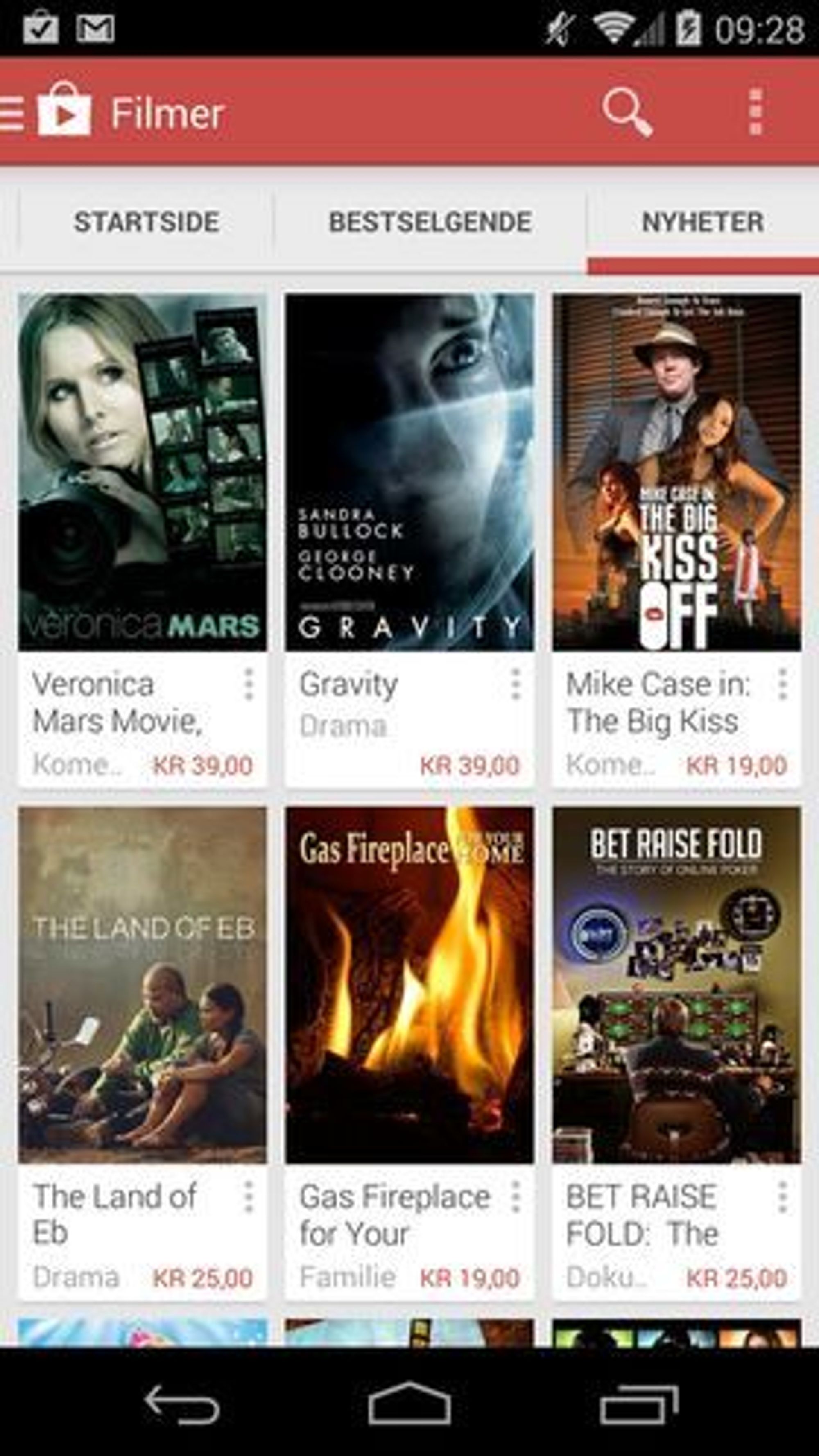 Android-appen for Google Play Movies (Filmer).