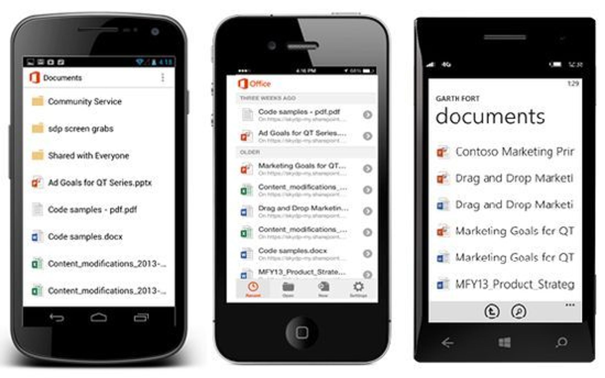 OneDrive for Business har apper for Android, iOS og Windows Phone.