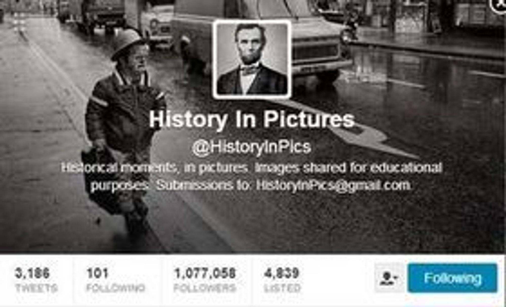 History In Pictures-kontoen ble opprettet i juli i fjor, og har passert en million følgere.