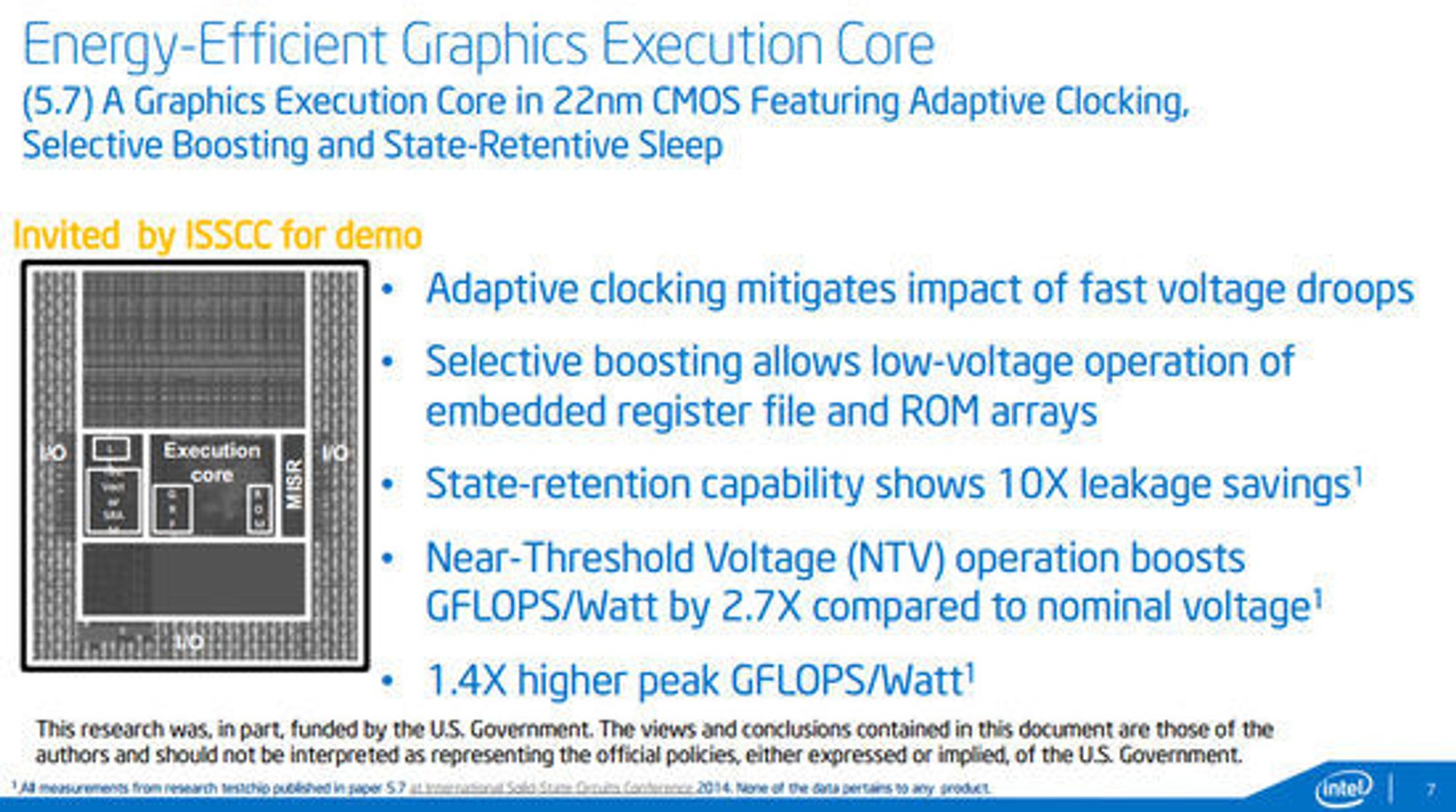 Beskrivelse av Intel foredrag om den nye grafikkjernen under ISSCC 2014.