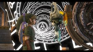 Link og Midna, sammen på eventyr.