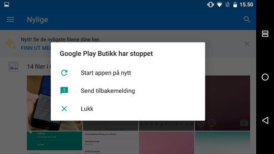 Det tar ikke lang tid før vi opplever første krasj. Google play måtte bøte med livet.