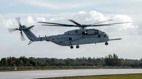 Dette er det andre CH-53K-testhelikopteret som fløy første gang 22. januar i år.