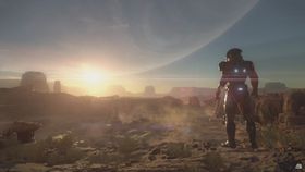 Et stillbilde fra Mass Effect: Andromeda-visningen i fjor.