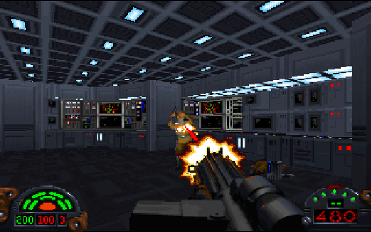 Dark Forces byr på mange varierte våpen som oppfordrer deg til å spille strategisk, men det er lite som slår følelsen av stormtroopernes klassiske E-11-rifle.