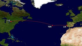 Flught 236 var på vei fra Toronto (YYZ) til Lisboa (LIS) og nødlandet på flybasen Lajes (TER).