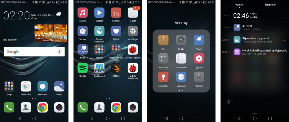 Huaweis EMUI skiller seg kraftig fra vanlige Android-menyer, både grafisk og i oppbygning. Men de er likevel enkle og raske å bruke.
