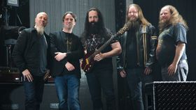 Fra venstre: Jordan Rudess, Fredrik Sundt Breien (Turbo Tape), John Petrucci, Børge Femsteinevik (Turbo Tape) og Jory Prum (Lyddesigner) møtte norsk presse mars 2016.