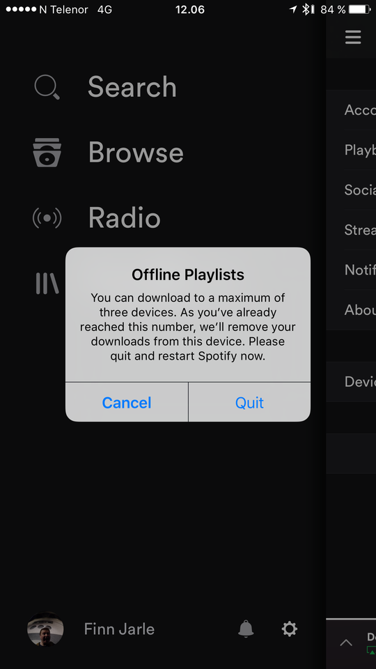 Spotify sletter nedlastet musikk når du bruker for mange enheter. Å bare relisensiere den går ikke. Det er i slike tilfeller det er dobbelt hodebry å måtte lure på hvor mange gigabyte som står igjen på datakvoten.