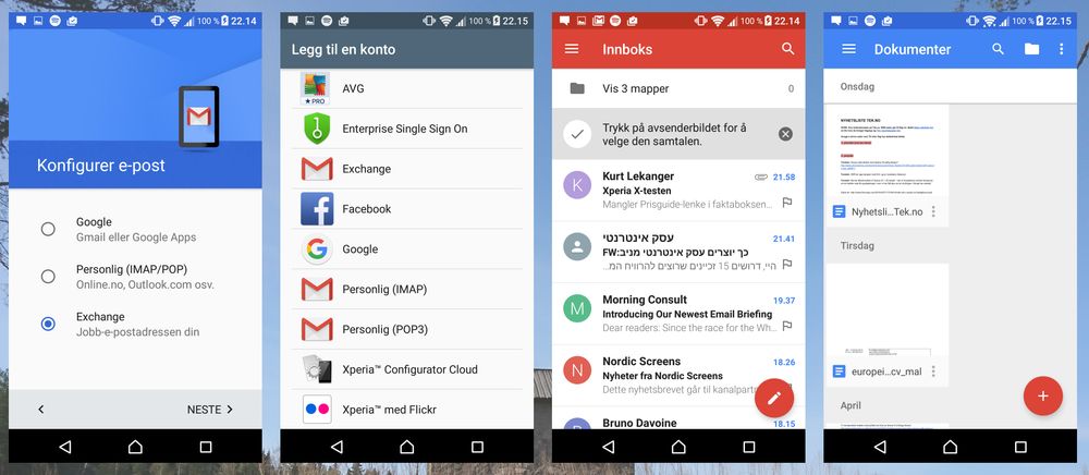 Om det er Sony som kan ta æren, eller om dette er Googles oppdateringer til Gmail-klienten vites ikke. Men Xperia X kan i hvert fall samle alle e-postkontoene dine i én e-postklient.