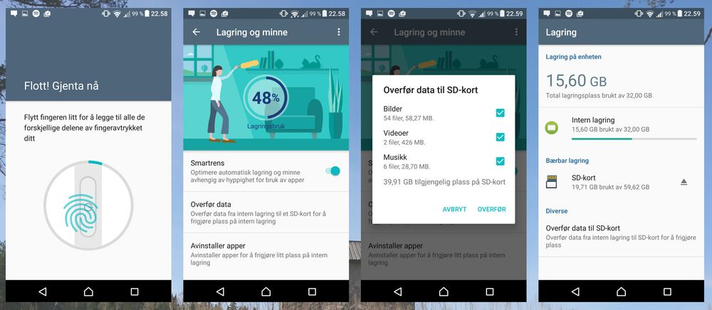 Heller ikke Sony Xperia X kan formatere minnekort som en del av intern lagring. Dette gjelder så langt de fleste Android 6-enhetene. En god fingerleser tar seg av sikkerheten.