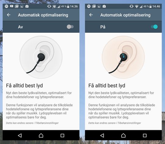 Telefonen skal over tid kunne lære seg hvordan du foretrekker lyden din. Spør ikke oss hvordan den gjør det, men i vårt tilfelle satte den ekstra fokus på diskanten.