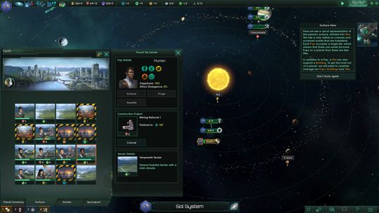 Hver planet består av forskjellige fliser, og hver flis må bli besatt av en arbeider for å kunne bli utnyttet.