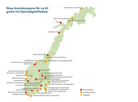 Fordelingen av brannbilene fra Gjensidigestiftelsen. En ekstern fag-komité har plukket ut vinneren blant 251 søkere.
