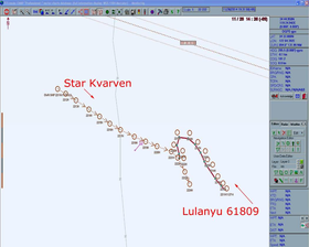 AIS-plottet viser at fiskefartøyet fortsatte babordsvingen slik at kursen igjen krysset Star Kvarven og kollisjon var uunngåelig.
