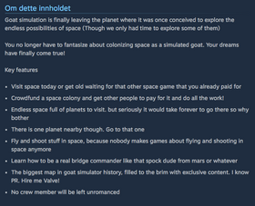 Skjermdump av Steam-beskrivelsen.