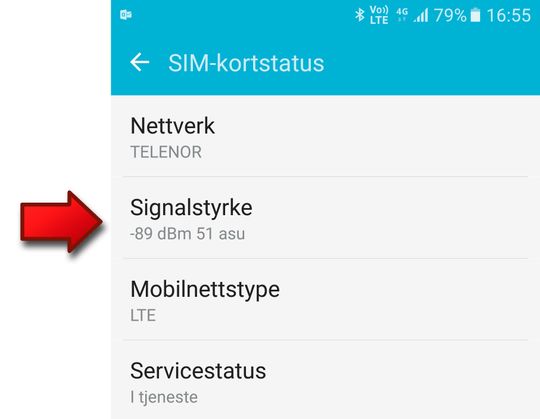Slik finner du signalstyrken på en Android-mobil.