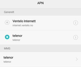 Sørg for at riktig operatør er valgt som APN.