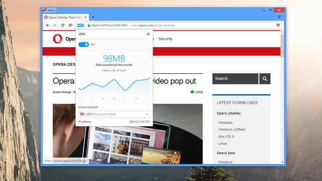 Opera innfører gratis, innebygget VPN