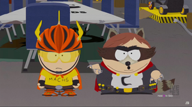 Eric «The Coon» Cartman og The New Kid i superheltform.