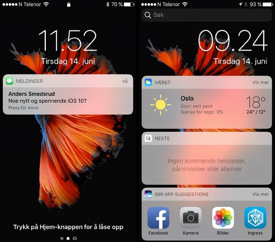 messages and sM &  # xE5; applications emerge p & # xE5; l  & # xE5; seskjermen. You can answer p &  # xE5; messages directly from l & # xE5;  seskjermen by & # xE5; pressing hard on  & # xE5; message. 