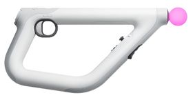 Dette er den nye VR-kontrollen «Aim Controller», som brukes til spille Farpoint.