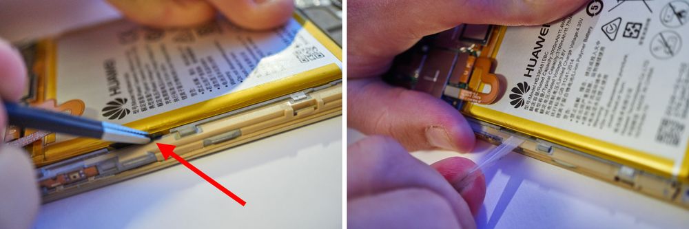 Her fjerner vi pull tab-en, og i prosessen en god dose lim.