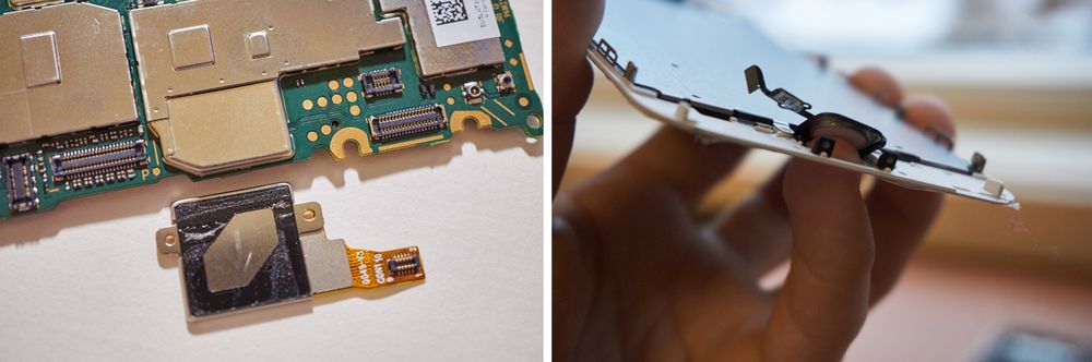 Å ta av fingeravtrykksleseren er vanskeligere på Apples telefon enn på Huaweis, og også mer risikabelt.