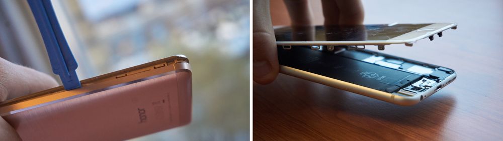 Å åpne Apples telefon er såre enkelt. Huawei Honor 5X derimot...