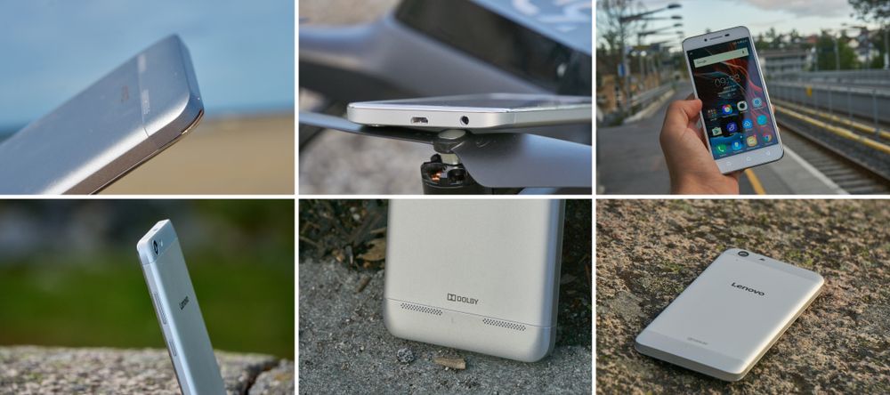 Detaljer fra Vibe K5-designet. Legg merke til glippen øverst i venstre hjørne, for å ta av bakdekselet, samt at hodetelefon- og strøminngan sitter i toppen begge to.