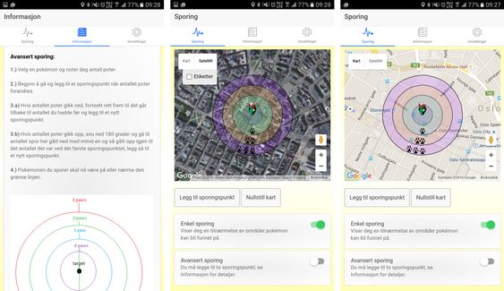 Slik ser Poké Tracker ut.
