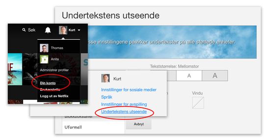 Du kan enkelt endre hvordan undertekstene ser ut.