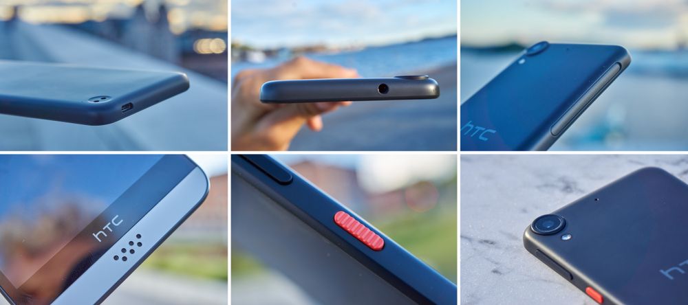 Designet på Desire 530 er ganske lekkert og særegent. Den ruglete, røde knappen liker vi veldig godt, og også den tykke metallringen rundt kameraet.