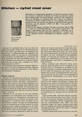 Ingeniør Uno Falk reder ut for utfordringene til elektriske biler i 1967.