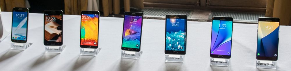Samsung hadde med seg hele Galaxy Note-serien da de skulle vise frem den nyeste.