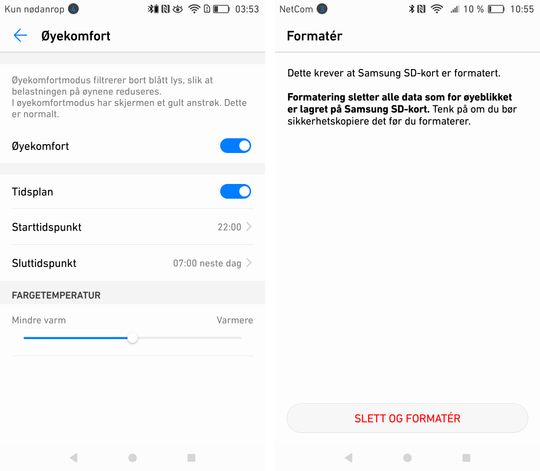 En ny skjermmodus som skal gjøre telefonen mer behagelig i svak belysning har kommet til. Men noen støtte for å integrere minnekort mot intern lagringsplass får vi fortsatt ikke.