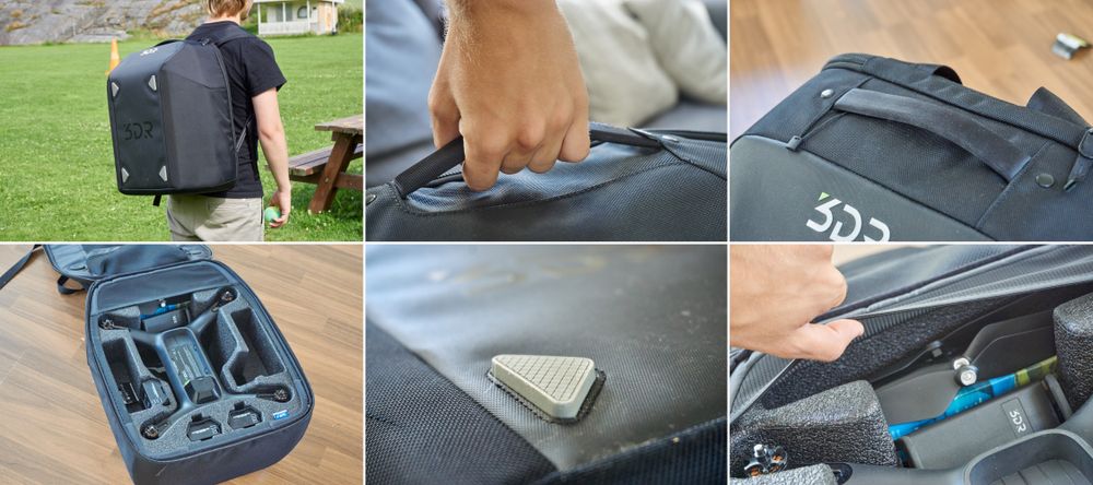 Ryggsekken er svært praktisk, og skulle vi hatt Solo til privat bruk hadde den vært et must. Det er riktig nok ikke en hard case, men den har masse praktisk rom og holdere for ekstra batterier.