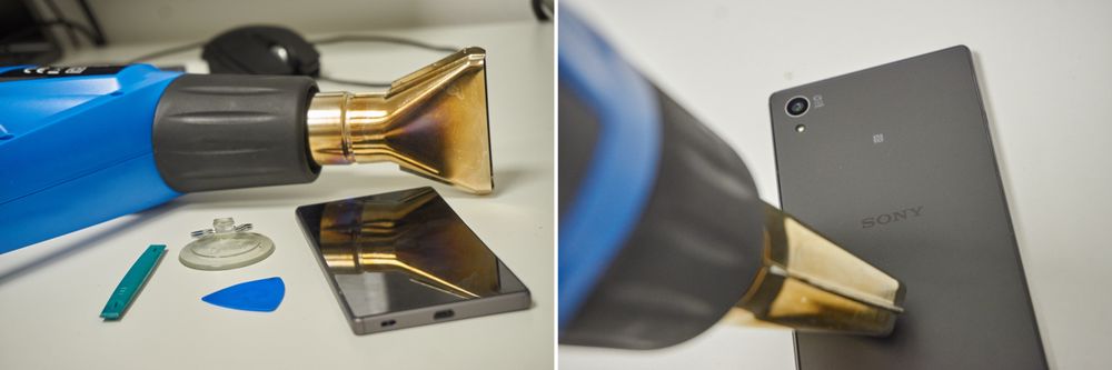 Her er utstyret vi brukte for å skille glass og ramme.