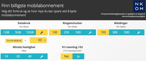 Vi har forbedret Finn billigste mobilabonnement-kalkulatoren, slik at du nå blant annet kan velge minstehastighet og om du vil ha inkludert dataroaming i EU.