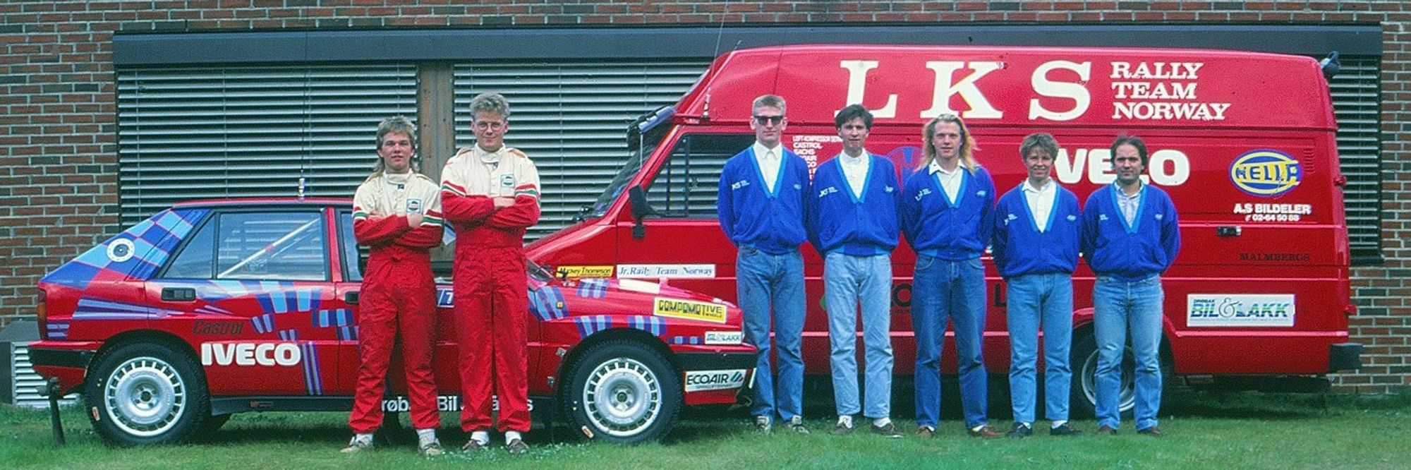 FRA DET HISTORISKE FOTOALBUMET: Dette bildet er tatt i 1991. Fra venstre: Henning Solberg, Runar Pedersen, Inge Torsdalen, Erlend Våge, Øyvind Hansen, Petter Solberg og Christian Pettersen.