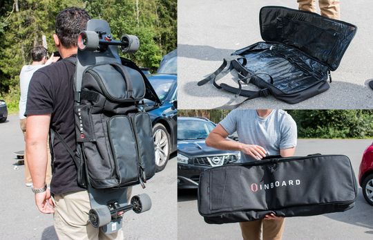 Inboard-brettet kommer levert med sekken (til høyre), men kan også leveres med en vanntett ryggsekk (til venstre).