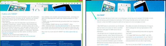 Forbrukerombudets skjermdump av Telenors nettsider (t.v.) fra tidligere i sommer. Telenor har nå blitt tydeligere på hva som er årsaken til prisforskjellene.