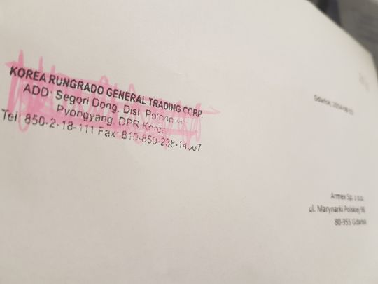 Her er stempelet til Korea Rungrado General Trading på en kontrakt med Armex. I samme kontrakt blir ni norske skipsprosjekter nevnt.