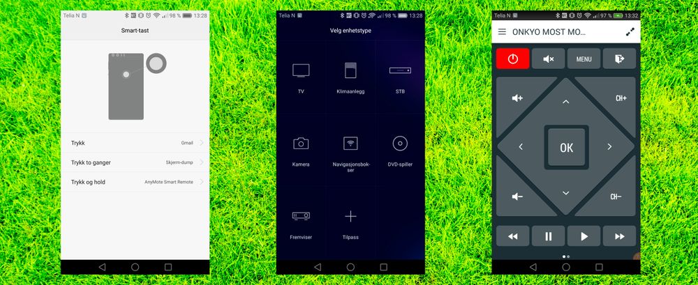 En egen knapp på baksiden lar deg styre inntil tre ulike funksjoner som du velger selv. Det er fjernkontrolløye på Honor 8, men den medfølgende appen er ikke fullt så god som de du finner i Google Play. AnyMote er en av de beste om man bare vil ha enkelt og kjapt oppsett, og massiv støtte for ulike typer dingser.